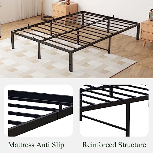 Vecilla Full Size Bed Frame 14 inch Heavy Duty Metal Platform Bed Frame No Box Spring Needed, Non-Slip Mattress Foundation, Easy Assembly, Noise-Free, Black