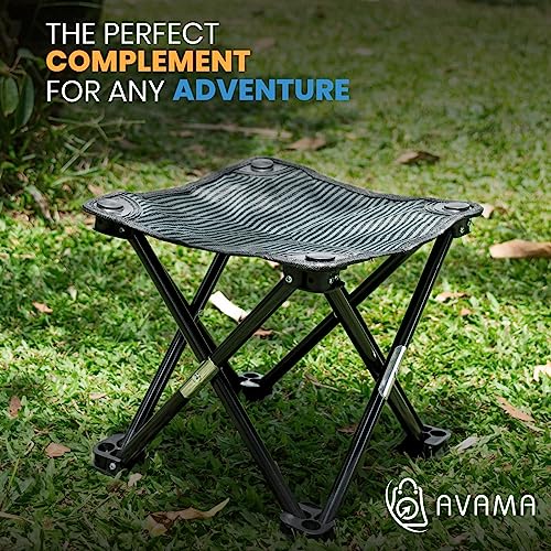 AVAMA - Camping Stool, Folding Small Chair Seat Height 10 inch Portable Camp Stool with Carry Bag for Camping - Fishing - Hiking - Gardening - Travel - Hiking - Beach - Garden - BBQ