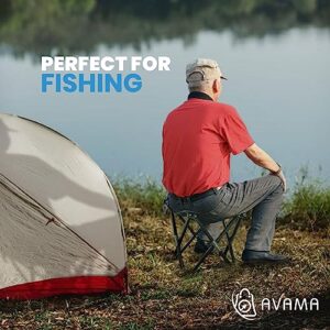 AVAMA - Camping Stool, Folding Small Chair Seat Height 10 inch Portable Camp Stool with Carry Bag for Camping - Fishing - Hiking - Gardening - Travel - Hiking - Beach - Garden - BBQ