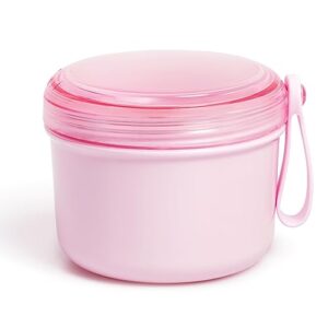 denture bath case cup box holder storage soak container with strainer basket for home or travel denture cleaning (pink)