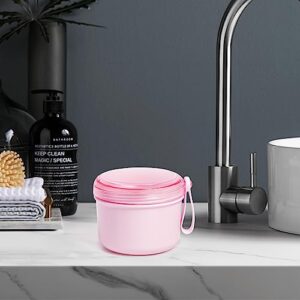 Denture Bath Case Cup Box Holder Storage Soak Container with Strainer Basket for Home or Travel Denture Cleaning (pink)