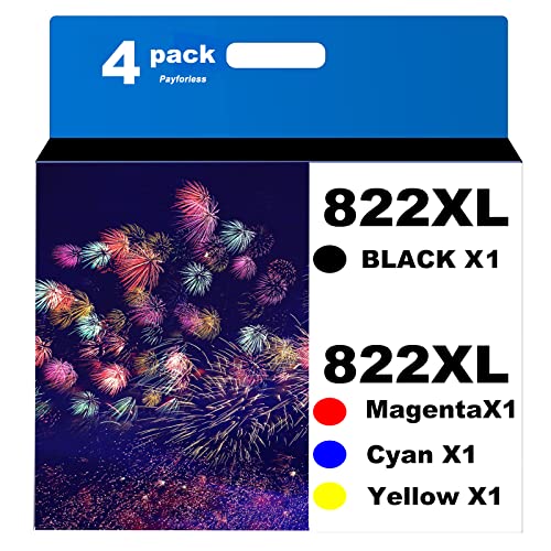 822XL Remanufactured for Epson 822XL Ink Cartridges for Epson 822XL Printer Ink Epson Workforce Pro WF-3820 WF-4820 WF-4830 WF-4833 WF-4834 Printer (BCMY,4 Pack)