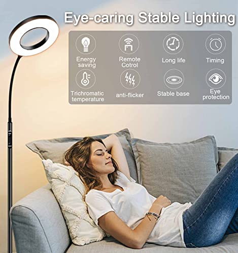 KS KINGSTAR Sofa Standing lamp Floor lamp Side Reading Lamps 3-Color Tall Standing Pole Light with Remote for Live Stream Learning and Reading Living Room,Bed Room,Home Office