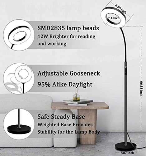 KS KINGSTAR Sofa Standing lamp Floor lamp Side Reading Lamps 3-Color Tall Standing Pole Light with Remote for Live Stream Learning and Reading Living Room,Bed Room,Home Office