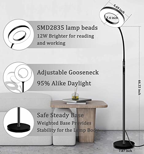 KS KINGSTAR Sofa Standing lamp Floor lamp Side Reading Lamps 3-Color Tall Standing Pole Light with Remote for Live Stream Learning and Reading Living Room,Bed Room,Home Office