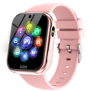 smart watch for kids gift for girls toys age 6-8 kids game smart watches for girls boys 8-10 with 24 games video camera music alarm educational birthday gifts ages 6 7 8 9 10 11 12 years old (pink)