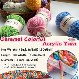 3 Pcs Pack with 5-Ply Acrylic Yarn, 3 Balls of 4.8Oz/135g Soft 3mm Medium Thick Colorful Yarn for Crocheting Knitting, 260 Yds/240m Crochet Blanket、Braids/DIY (Candy Color)