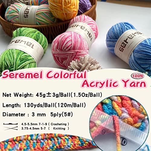 3 Pcs Pack with 5-Ply Acrylic Yarn, 3 Balls of 4.8Oz/135g Soft 3mm Medium Thick Colorful Yarn for Crocheting Knitting, 260 Yds/240m Crochet Blanket、Braids/DIY (Candy Color)