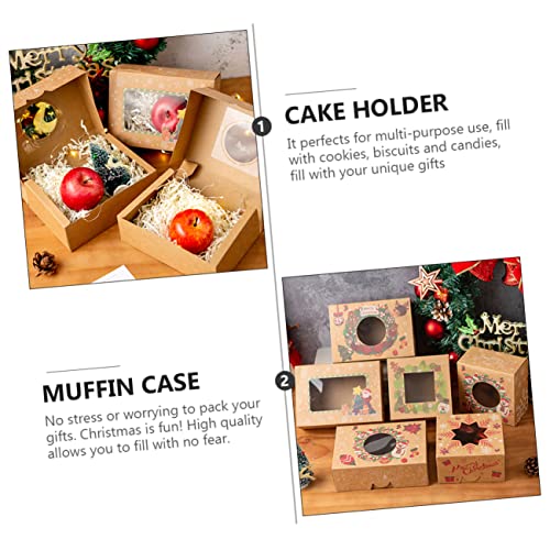 jojofuny Cupcake Box Christmas Window Box Mini Muffin Plastic Bread Box Christmas Gifts Plastic Gift Box Christmas Chocolate Boxes Christmas Window Gift Box Paper Candy Box Cake Holder