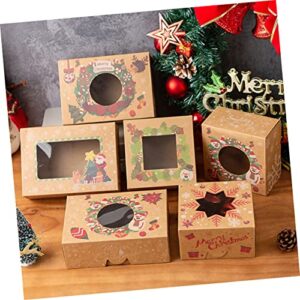 jojofuny Cupcake Box Christmas Window Box Mini Muffin Plastic Bread Box Christmas Gifts Plastic Gift Box Christmas Chocolate Boxes Christmas Window Gift Box Paper Candy Box Cake Holder