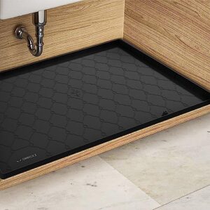 ONNIXZ Under Sink Mat for Kitchen Waterproof - 34" X 22" Strong Silicone Under Sink Liner with Drain Hole, Sink Cabinet Protector Mats for Kitchen & Bathroom, Under Sink Drip Tray Mat for Leaks Spills