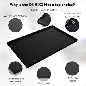 ONNIXZ Under Sink Mat for Kitchen Waterproof - 34" X 22" Strong Silicone Under Sink Liner with Drain Hole, Sink Cabinet Protector Mats for Kitchen & Bathroom, Under Sink Drip Tray Mat for Leaks Spills