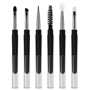 mini portable eye makeup brushes,6pcs eyeshadow brush silicone lip brush, eyebrow brush, eyeliner brush, eyelash brush, blending brushes set
