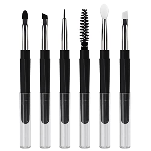 Mini Portable Eye Makeup Brushes,6pcs Eyeshadow Brush Silicone Lip Brush, Eyebrow Brush, Eyeliner Brush, Eyelash brush, Blending Brushes Set