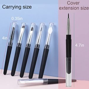 Mini Portable Eye Makeup Brushes,6pcs Eyeshadow Brush Silicone Lip Brush, Eyebrow Brush, Eyeliner Brush, Eyelash brush, Blending Brushes Set