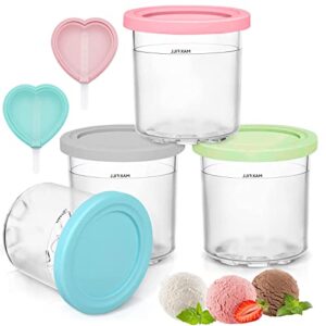 ice cream pints containers and lids,16oz cups compatible with nc301 nc300 nc299amz series creami ice cream makers, bpa-free ice cream storage containers, dishwasher safe (4)
