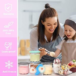 Ice Cream Pints Containers and Lids,16oz Cups Compatible with NC301 NC300 NC299AMZ Series Creami Ice Cream Makers, BPA-Free Ice Cream Storage Containers, Dishwasher Safe (4)