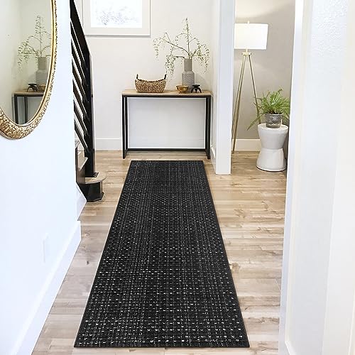 Nailttos Kitchen Runner Rug 2' x 6', Modern Hand Woven Reversible Bohemian Black and White Rug, Machine Washable Kitchen Rug Runner Floor Carpet for Bedroom Bathroom Laundry Living Room