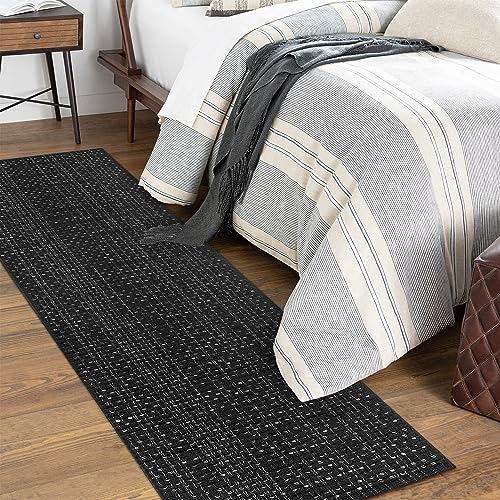 Nailttos Kitchen Runner Rug 2' x 6', Modern Hand Woven Reversible Bohemian Black and White Rug, Machine Washable Kitchen Rug Runner Floor Carpet for Bedroom Bathroom Laundry Living Room