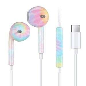 xnmoa type c wired earbuds headphones with microphone,usb c earphones with volume control&support call,compatible with samsung galaxy s23 ultra, s23+, ipad pro macbook,most usb c devices,colorful