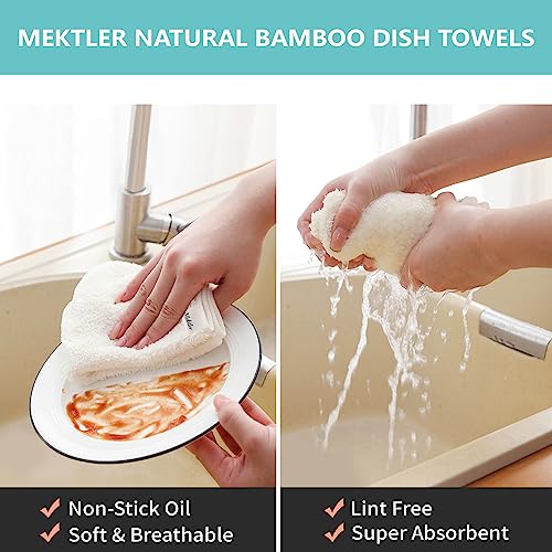 Mektler 10 Pcs Kitchen Dishcloths Set, Bamboo Fiber Dish Towels and Wood Pulp Cotton Swedish Dish Cloths, Ultra Soft Absorbent Quick Drying Kitchen Towels for Washing Dishes and Cleaning Counters