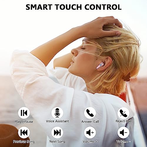 Wireless Earbuds, Bluetooth Earbuds with 4 HD Mic, 2023 Light Weight in-Ear Bluetooth 5.3 Headphones, 40Hrs Playtime Ear Buds with LED Charging Case/IP7 Waterproof/Sport Earphones for Android iOS