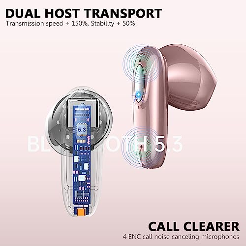 Wireless Earbuds, Bluetooth Earbuds with 4 HD Mic, 2023 Light Weight in-Ear Bluetooth 5.3 Headphones, 40Hrs Playtime Ear Buds with LED Charging Case/IP7 Waterproof/Sport Earphones for Android iOS