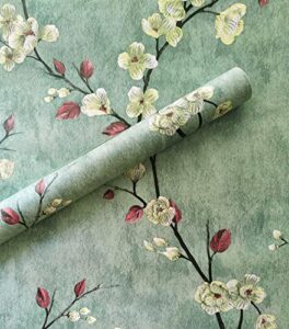 17.7'' x 118'' floral peel and stick wallpaper green flower contact paper waterproof removable wallpaper modern wall paper decorative self adhesive contact paper for walls