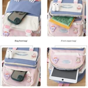 TOAOSET Kawaii Backpack 5Pcs Set Lightweight aesthetic backpack,Teens laptop computer cute backpacks for girls (kawaii backpack,one size)