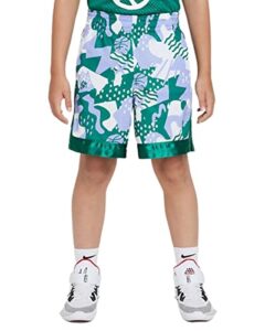 nike big boys' dri-fit elite basketball shorts (large, light thistle/malachite/white)