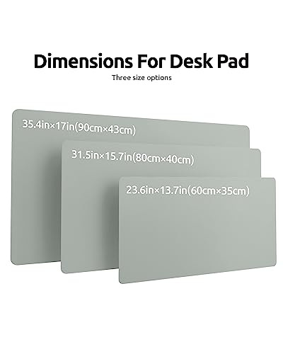 YSAGi Leather Desk Pad Protector, Office Desk Mat, Large Mouse Pad, Non-Slip PU Leather Desk Blotter, Laptop Desk Pad, Waterproof Desk Writing Pad for Office and Home (23.6" x 13.8", Grayish Green)