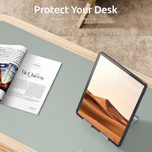 YSAGi Leather Desk Pad Protector, Office Desk Mat, Large Mouse Pad, Non-Slip PU Leather Desk Blotter, Laptop Desk Pad, Waterproof Desk Writing Pad for Office and Home (23.6" x 13.8", Grayish Green)