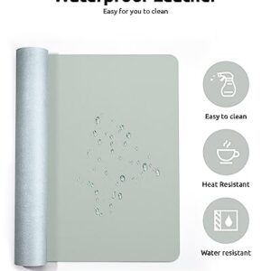 YSAGi Leather Desk Pad Protector, Office Desk Mat, Large Mouse Pad, Non-Slip PU Leather Desk Blotter, Laptop Desk Pad, Waterproof Desk Writing Pad for Office and Home (23.6" x 13.8", Grayish Green)