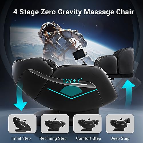 MYNTA Zero Gravity Massage Chair, Full Body Massage Chair and Recliner with Sl Track, Bigger Massage Roller, 12 Auto Modes, Lumbar and Calf Heating, LCD Screen Tablet, Fully Assembled, Black