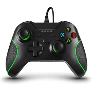 zamia wired controller for xbox one, black gamepad joystick controller for xbox one/series x/s/pc windows with 3.5mm audio jack