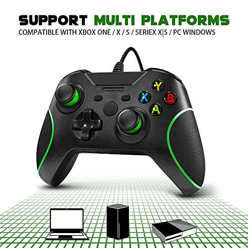 Zamia Wired Controller for Xbox One, Black Gamepad Joystick Controller for Xbox One/Series X/S/PC Windows with 3.5mm Audio Jack