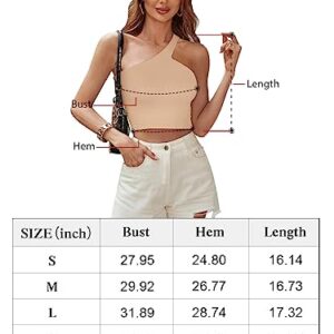 REORIA Summer Sexy Casual One Shoulder Double Lined Seamless Backless Sleeveless Cropped Tank Going Out Trendy Cute Crop Tops Dark Green Medium