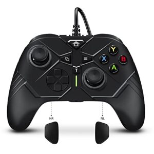 acegamer wired controller for xbox one with two remappable buttons, 3.5mm audio jack, turbo key and dual vibration, compatible with xbox one/s/x/series s/series x/pc windows 10/11 (black)