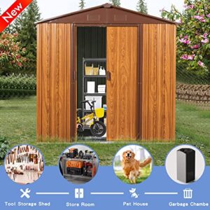 SNIFIT Upgraded Version & Stronger 6 Ft. W X 6 Ft. D Metal Outdoor Patio Storage Shed, More Weather Resistant Garden Storage Shed Utility Tool Shed Storage House with Door and Lock (Easier Assembly)