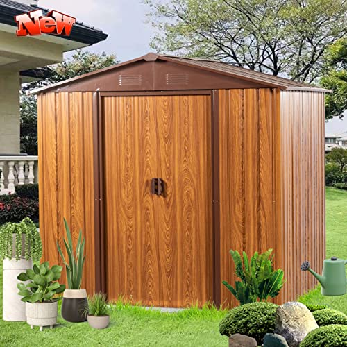 SNIFIT Upgraded Version & Stronger 6 Ft. W X 6 Ft. D Metal Outdoor Patio Storage Shed, More Weather Resistant Garden Storage Shed Utility Tool Shed Storage House with Door and Lock (Easier Assembly)