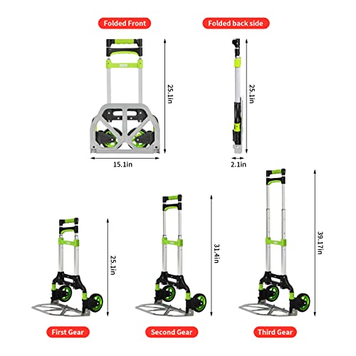 Leeyoung Dolly Cart and Folding Hand Truck Dolly,175 lb Aluminum Foldable Hand Truck with Telescoping Handle and PP+EVA Wheels