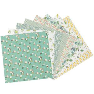 tehaux 8 sheets of floral cotton fabric flowers quilting cloth spring square patchwork diy crafts strip bundle farmhouse fabric scrap charm packs sewing supplies for home
