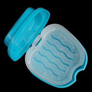 Denture Bath Case Cup Box Holder Storage Soak Container with Strainer Basket for Travel Cleaning Denture Box with Strainer Night Cleaner Denture Bath Box for Retainer Mouthguard False Teeth