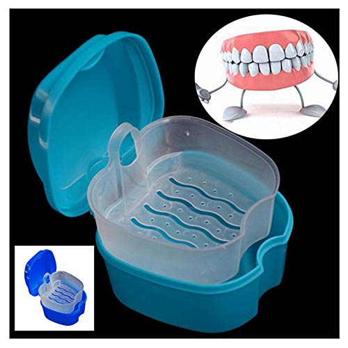 Denture Bath Case Cup Box Holder Storage Soak Container with Strainer Basket for Travel Cleaning Denture Box with Strainer Night Cleaner Denture Bath Box for Retainer Mouthguard False Teeth