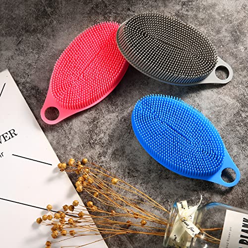 3 Set of Multifunctional Silicone Body Scrubber Loofah Soft and Skin-Friendly-,Easy to Clean,Scalp Massage ，Durable and Hygienic - Suitable for Various People and Pets (3 Count)