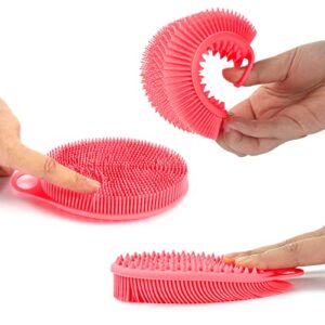 3 Set of Multifunctional Silicone Body Scrubber Loofah Soft and Skin-Friendly-,Easy to Clean,Scalp Massage ，Durable and Hygienic - Suitable for Various People and Pets (3 Count)