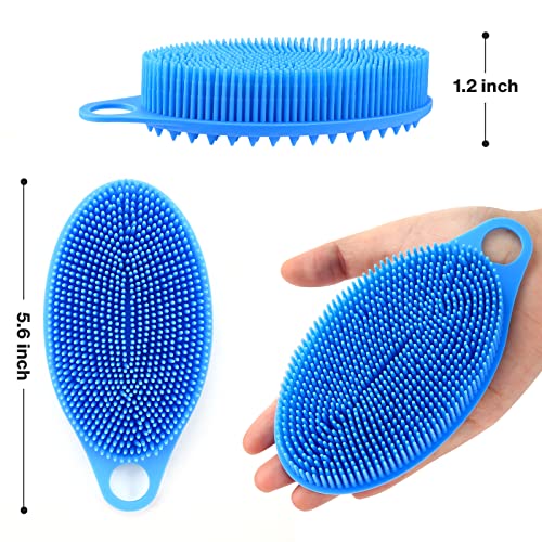 3 Set of Multifunctional Silicone Body Scrubber Loofah Soft and Skin-Friendly-,Easy to Clean,Scalp Massage ，Durable and Hygienic - Suitable for Various People and Pets (3 Count)