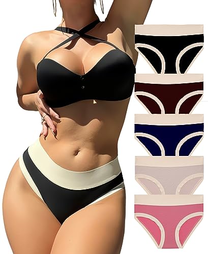 Knowyou High Waisted Underwear for Women Breathable Cute High Cut Panties for Ladies Women's Comfortable Full Coverage Brief