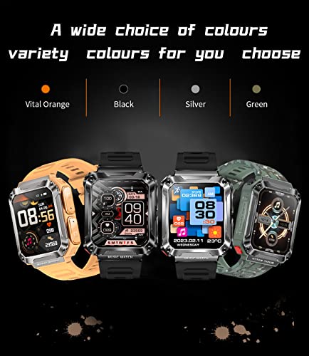 Smart Watch with Earbuds, 3 in 1 Bluetooth Smart Watch for Android iPhone, Military Fitness Tracker Watch, Tracker with Blood Oxygen Heart Rate Sleep Monitor, Long Time Standby Sports Smart Watch