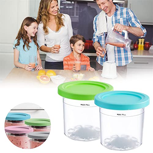 Poosejzl 2023 New Ice Cream Pints Cup,2/4 Pack Creami Pint Containers Replacements for Creami Containers, Creami Pints and Lids for NC301 NC300 NC299AMZ Series Ice Cream Maker (4Pack)